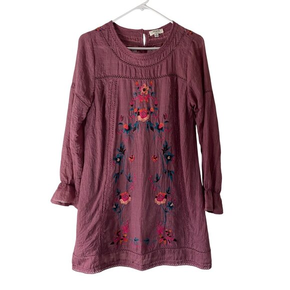Umgee M Pink Long Sleeve Embroidered Boho Tunic Dress Boho Cottagecore - Picture 1 of 16